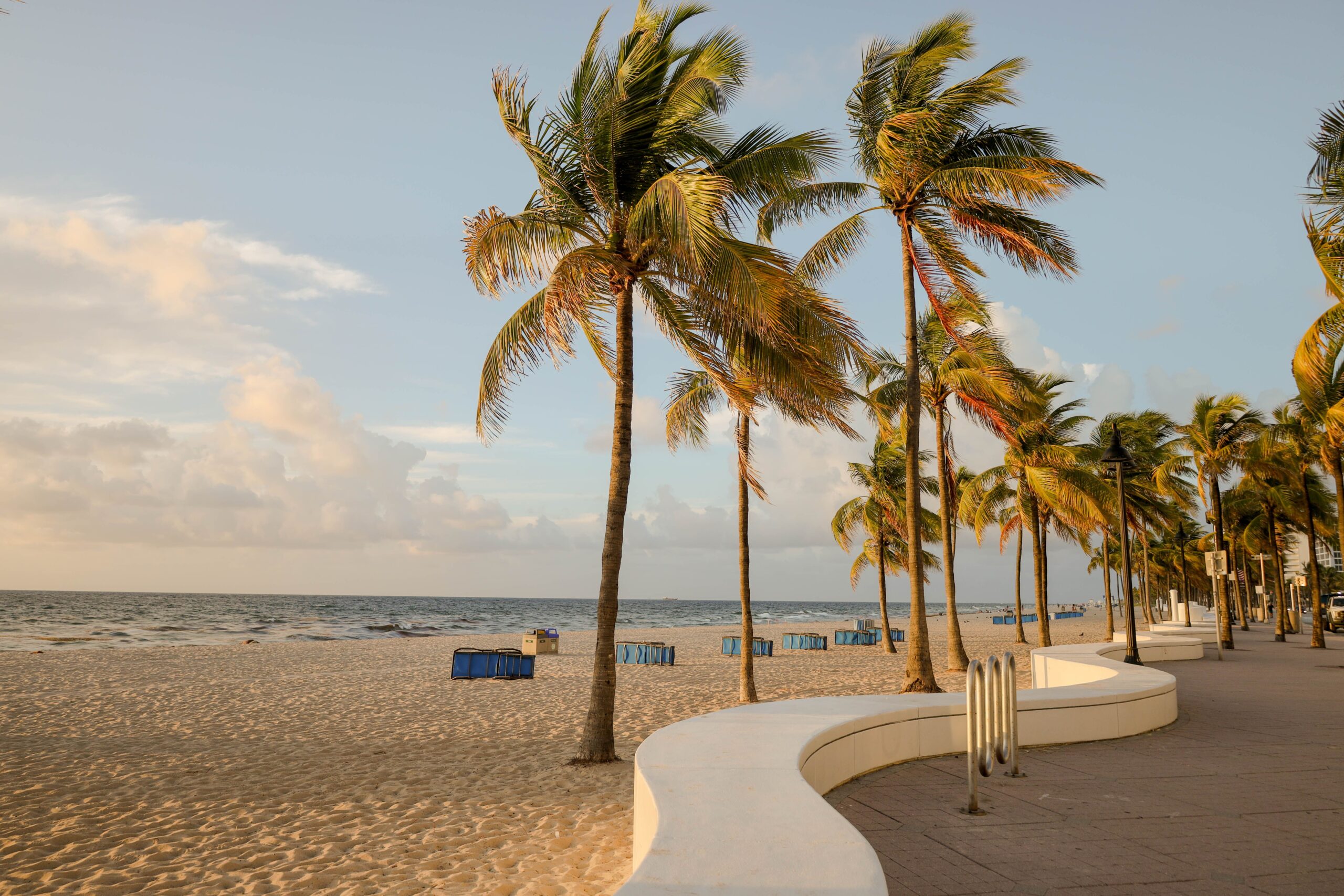 The famous white wave wall in a strip, A1A in Fort Lauderdale Beach, Florida, USA